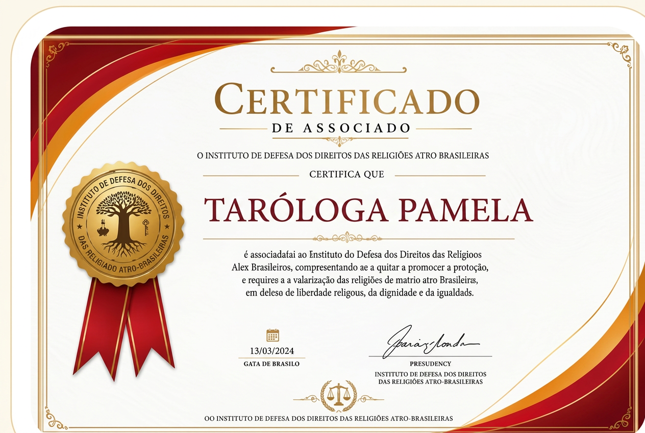 Certificado de Especialização em Tarot e Amarração Amorosa — Taróloga Pamela